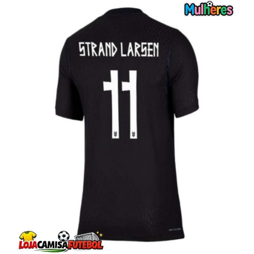 Camisa de Futebol Noruega Jorgen Strand Larsen #11 Equipamento Secundário Mulheres Mundo 2026 Manga Curta
